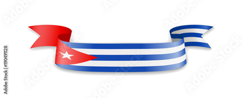 Cuba flag in the form of wave ribbon.