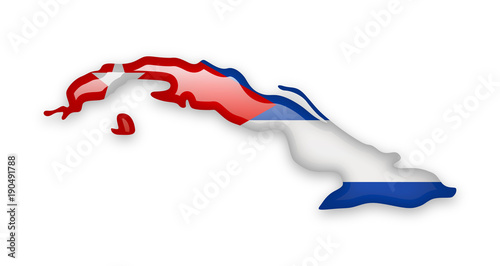 Cuba flag and contour of the country.