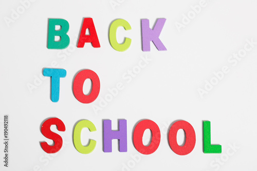 Colorful letters saying Back to school