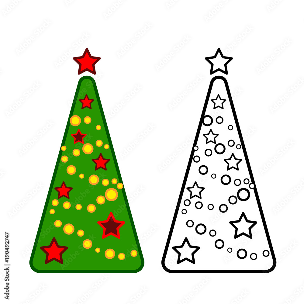 Christmas tree, vector line icons on a white background, coloring. Christmas tree, vector line icons on a white background, coloring.