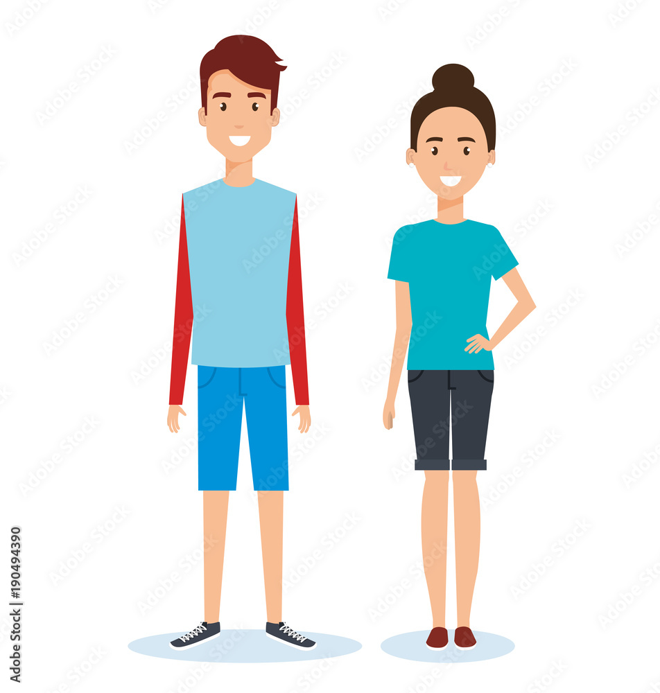 young couple avatars characters vector illustration design young couple avatars characters vector illustration design
