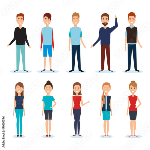 group of people avatars characters vector illustration design