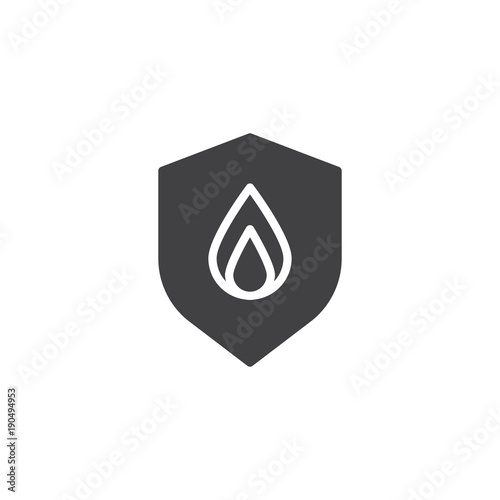 Shield secure fireicon vector, filled flat sign, solid pictogram isolated on white. Fire safety symbol, logo illustration. photo