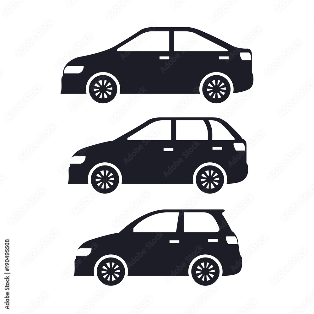 group of cars sedan icons vector illustration design