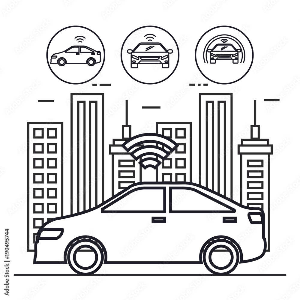 autonomous car set icons vector illustration design