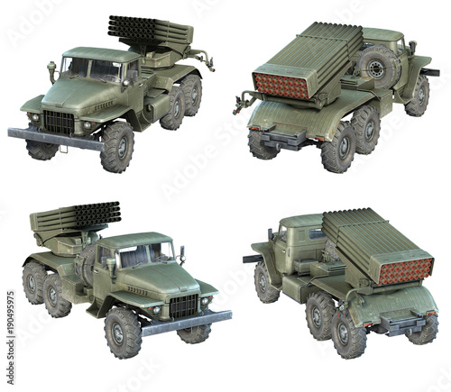 3d-renders of Soviet military vehicle BM-21 Grad photo
