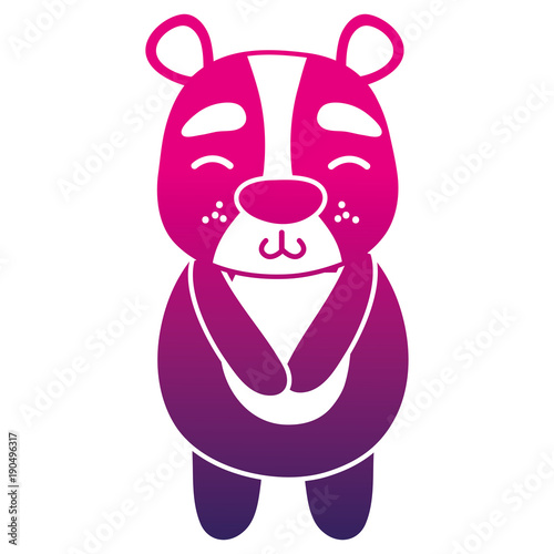 color silhouette cute and shy bear wild animal