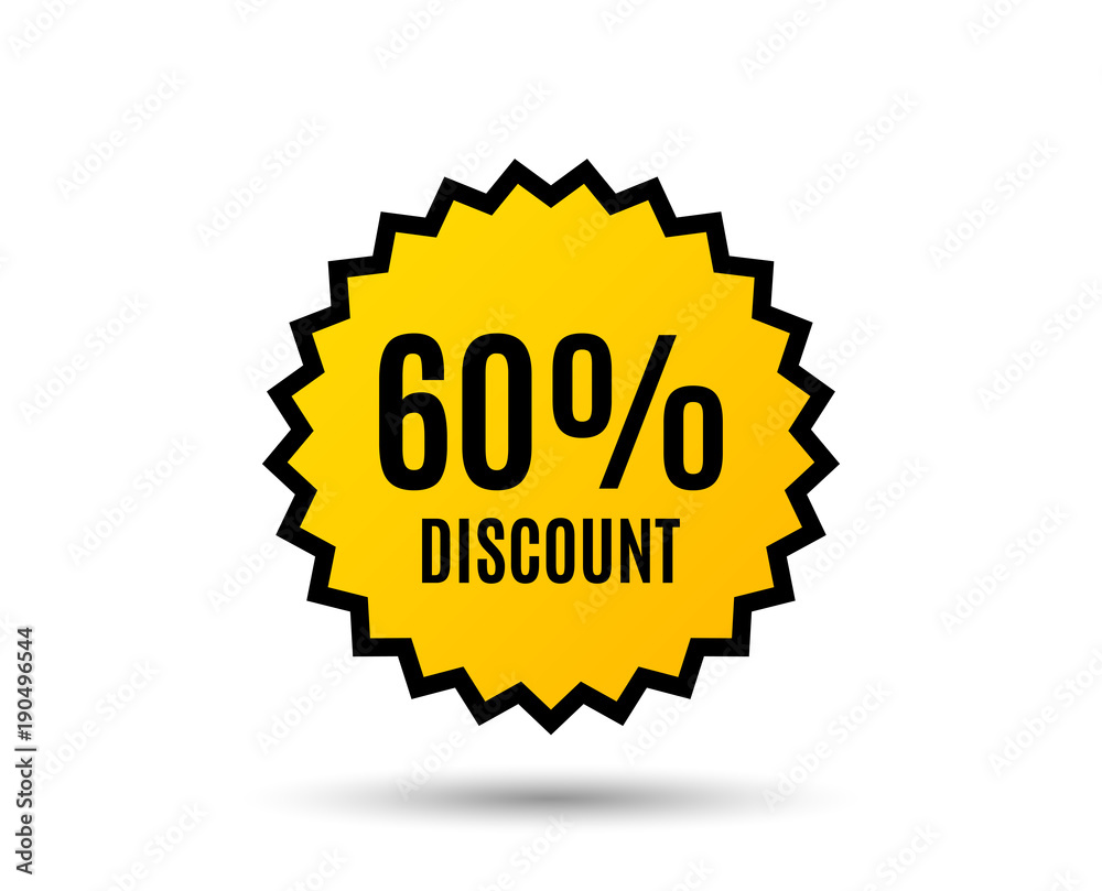 60% Discount. Sale offer price sign. Special offer symbol. Star button. Graphic design element. Vector 60% Discount. Sale offer price sign. Special offer symbol. Star button. Graphic design element. Vector