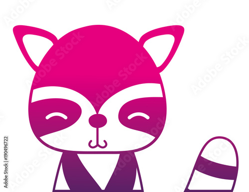 color silhouette adorable and shy raccoon wild animal
