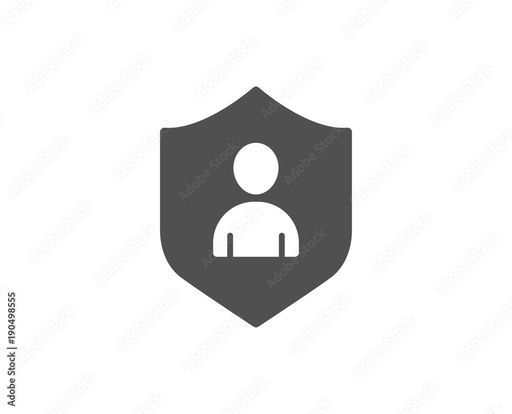 User Protection simple icon. Profile Avatar with shield sign. Person silhouette symbol. Quality design elements. Classic style. Vector User Protection simple icon. Profile Avatar with shield sign. Person silhouette symbol. Quality design elements. Classic style. Vector