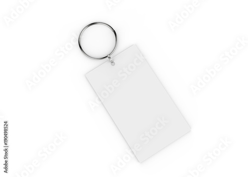 Key chain mock up on isolated white background, 3d illustration