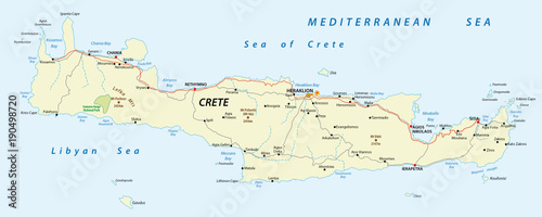 Fototapeta Naklejka Na Ścianę i Meble -  vector street map of greek mediterranean island crete