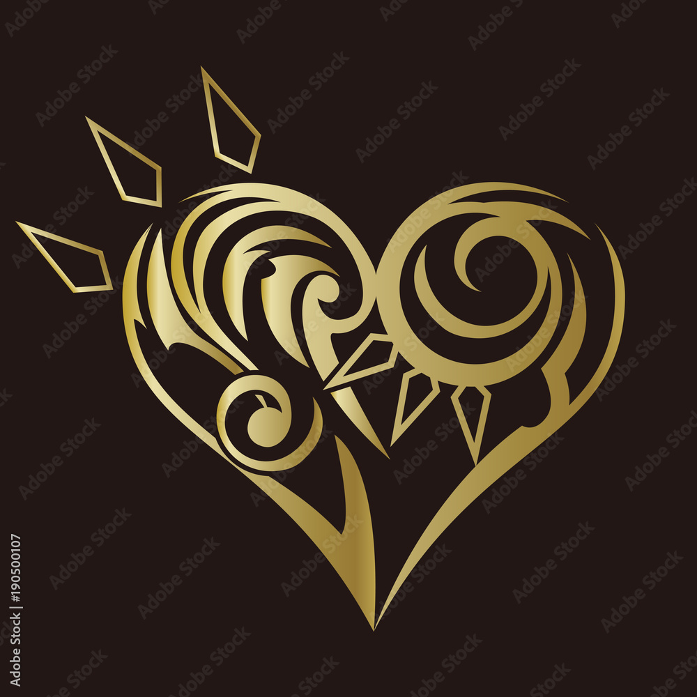 トライバルデザイン ハートのデザイン タトゥー ステッカー用 Stock Vector Adobe Stock