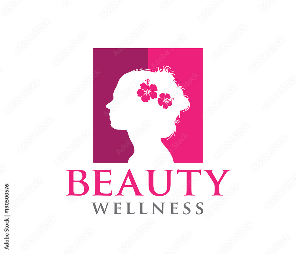 vector logo design illustration for beauty women wellness, beauty salon, yoga class, cosmetic makeup