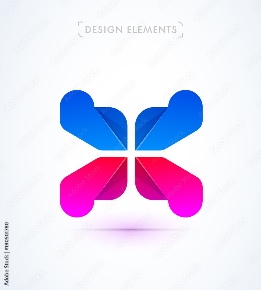 Vector abstract letter X logo template. Flat material design with 3d elements