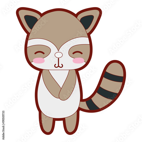 line color cute and shy raccoon wild animal