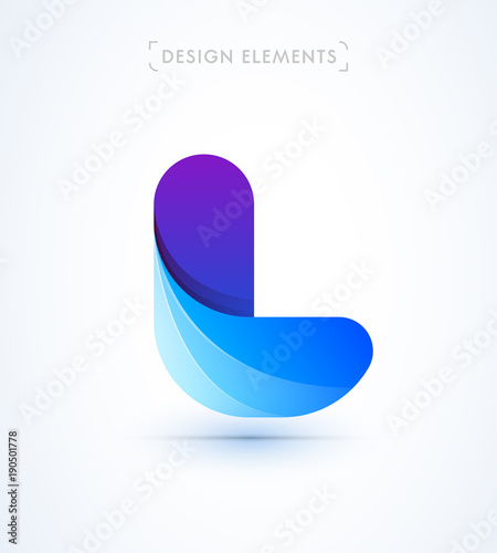 Vector abstract letter L logo template. Flat material design with 3d elements photo