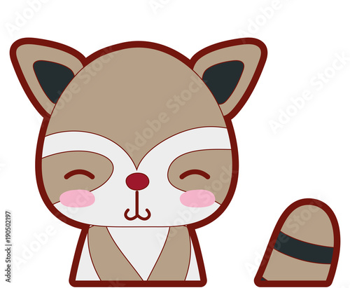 line color adorable and shy raccoon wild animal