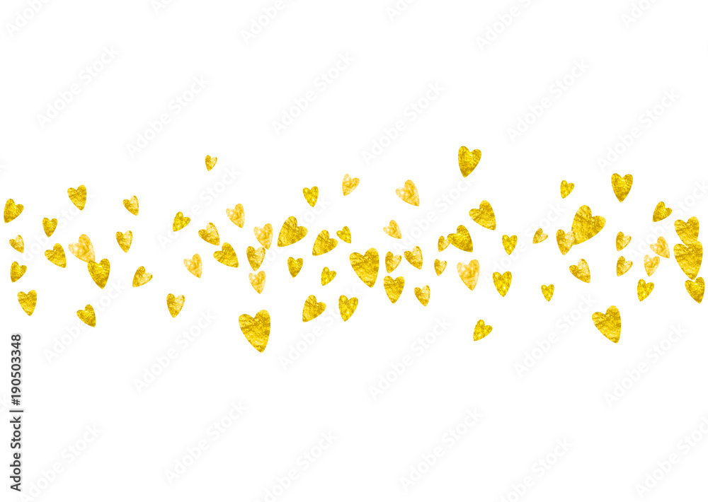 Valentines day frame with gold glitter sparkles. February 14th day. Vector confetti for valentines day frame template. Grunge hand drawn texture. Love theme for party invite, retail offer and ad. Valentines day frame with gold glitter sparkles. February 14th day. Vector confetti for valentines day frame template. Grunge hand drawn texture. Love theme for party invite, retail offer and ad.
