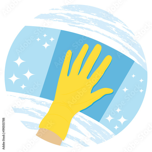Cleaning windows. House cleaning services icon. 