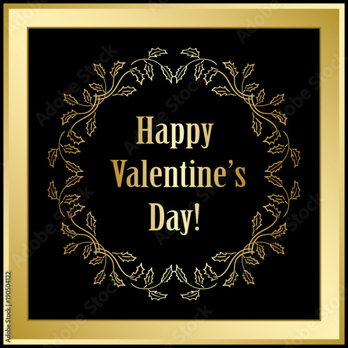 gold and black vector background - happy valentines day