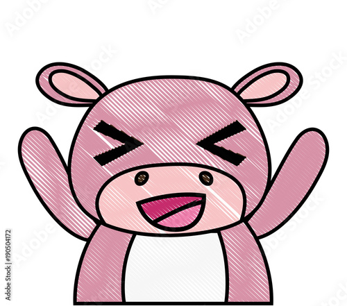 grated adorable and cheerful hippopotamus wild animal