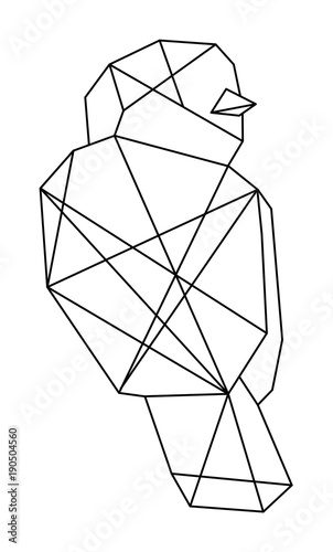 Geometric bird line art - Low poly style - Animal drawing
