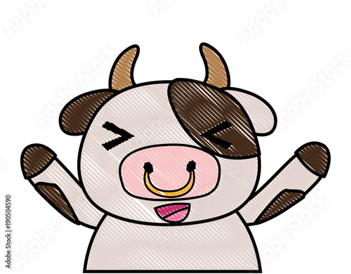 grated adorable and cheerful cow wild animal