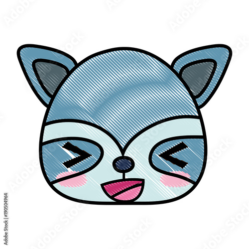 grated cheerful raccoon head wild animal