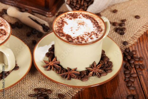 coffee with milk foam and chocolate