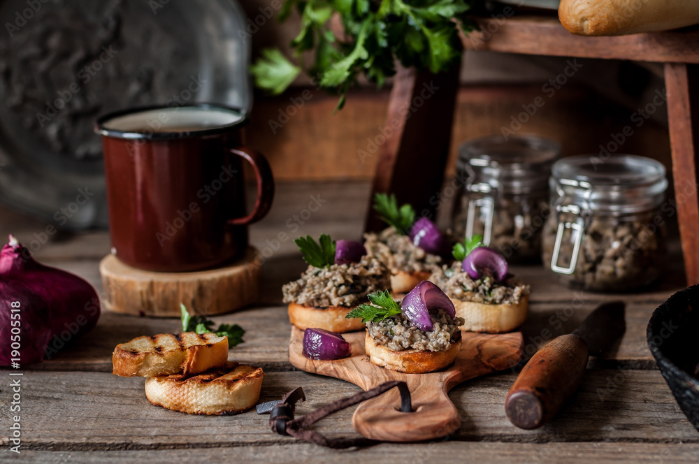 Mushroom Spread on Toasts