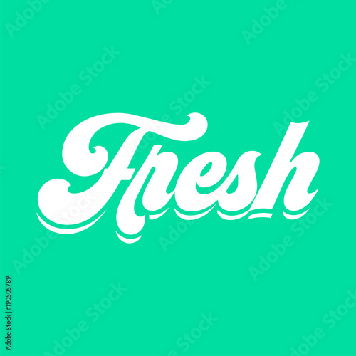 Fresh Logo. Company Logo with word Fresh. Letter F. Creative Logo concept for Dental Clinic or Restaurant, Organic Food Shop. Handwritten word Fresh. Green Color Background.