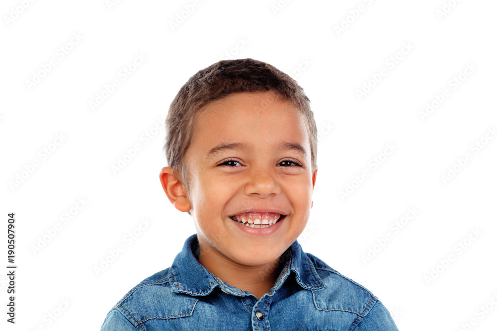 Funny small child with dark hair and black eye Funny small child with dark hair and black eye