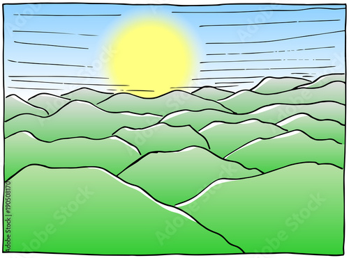 handgezeichnete Hügel Landschaft