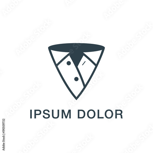 Pointer and clothing abstract icon. Men's shirt as a pointer on the map logo template for the business card, branding and corporate identity.