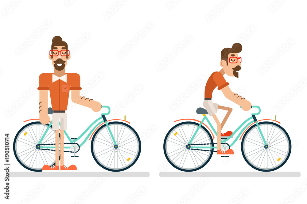 Ride Bicycle Geek Hipster ycling Travel Lifestyle Concept Planning Summer Vacation Tourism Journey Symbol Man Bike Flat Design Template Vector Illustration Ride Bicycle Geek Hipster ycling Travel Lifestyle Concept Planning Summer Vacation Tourism Journey Symbol Man Bike Flat Design Template Vector Illustration