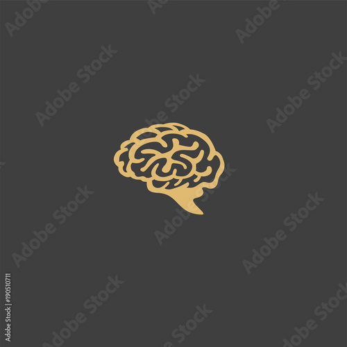 minimal logo of golden human brain vector illustration