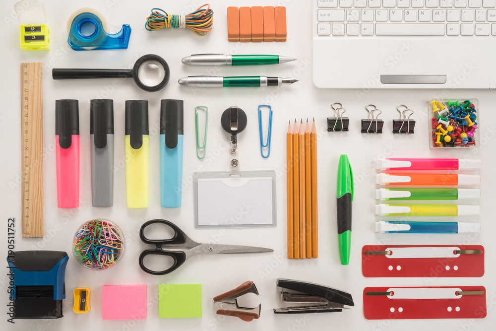 School supplies on white background School supplies on white background