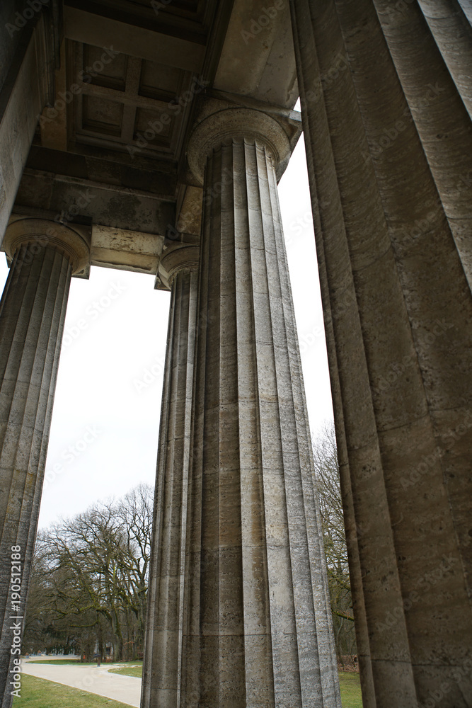 Pillars of a Greek temple made of limestone