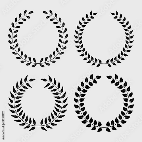 Set of 4 vector isolated laurel and olive wreaths