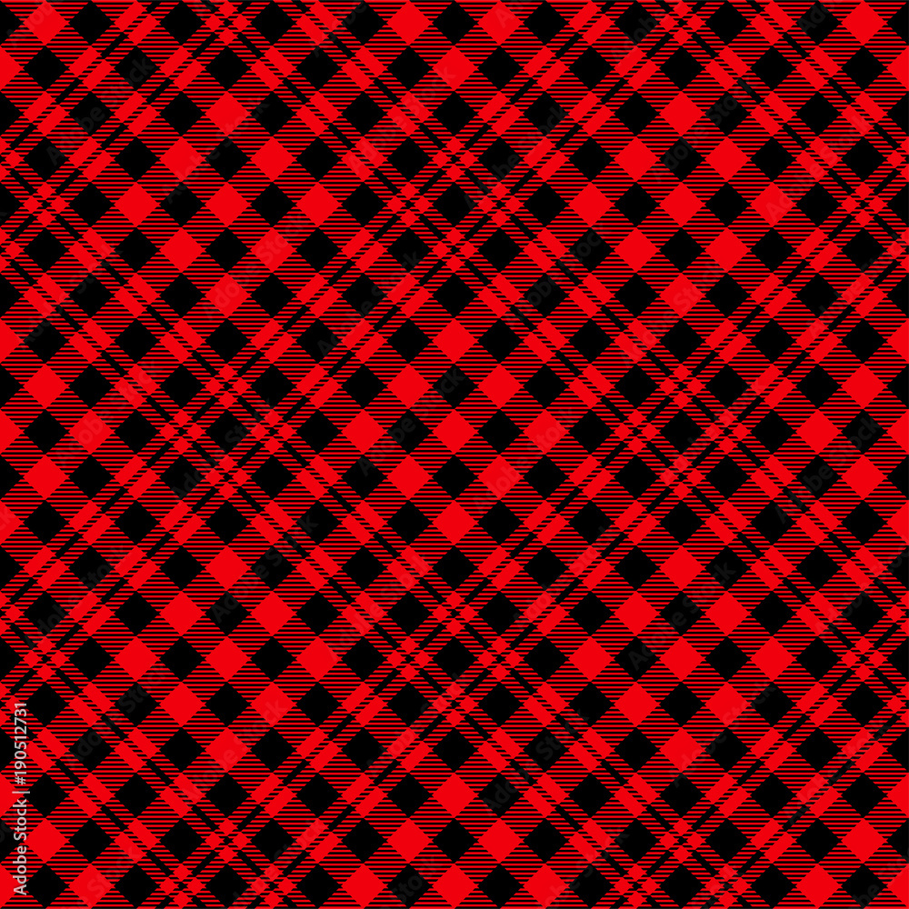 Red and black plaid. Seamless pattern for textile. Vector background eps10