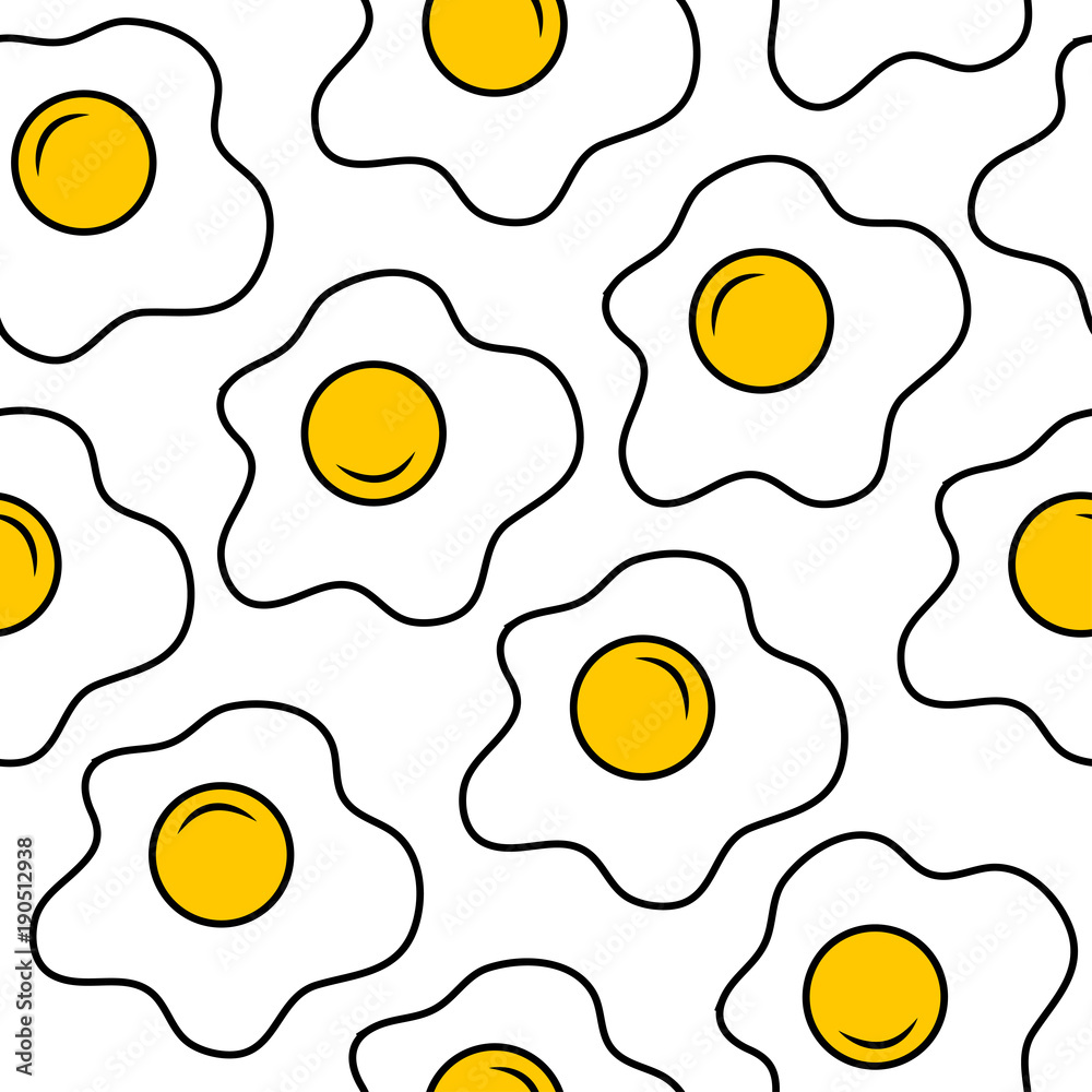 Seamless pattern with isolated scrambled eggs. Vector illustration