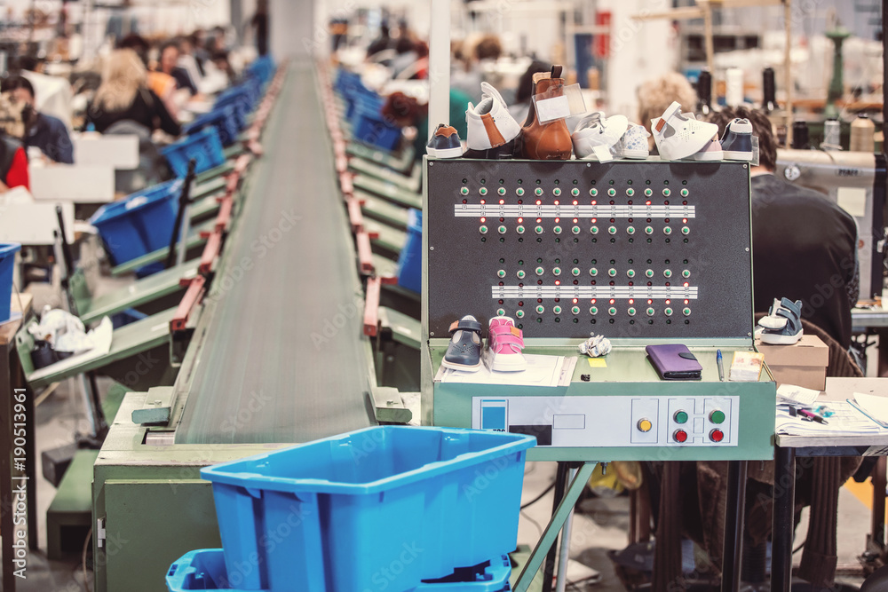 machinery and conveyor belts used in shoe manufacturing