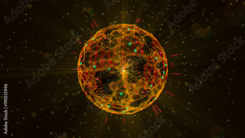 3d rendered abstract plexus shapes. Web concept. Digita and technology background with lines and dots.