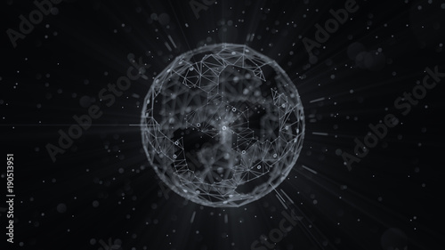 3d rendered abstract plexus shapes. Web concept. Digita and technology background with lines and dots.