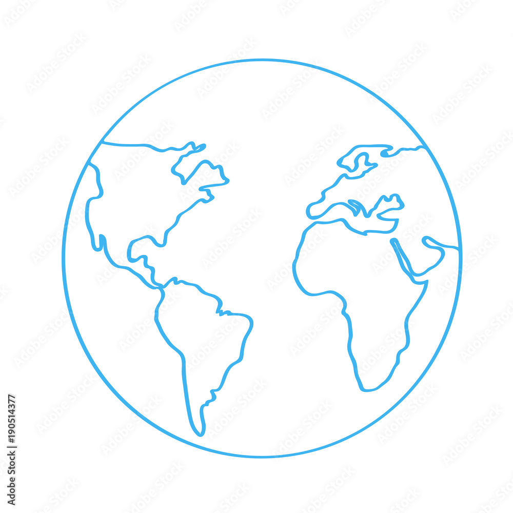 Globe icon. World icon, blue line earth icon