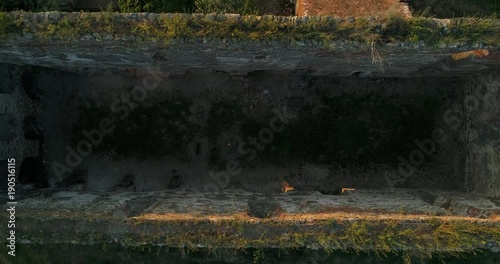 Aerial view of the church ruin in garbova, romania, transylvania photo