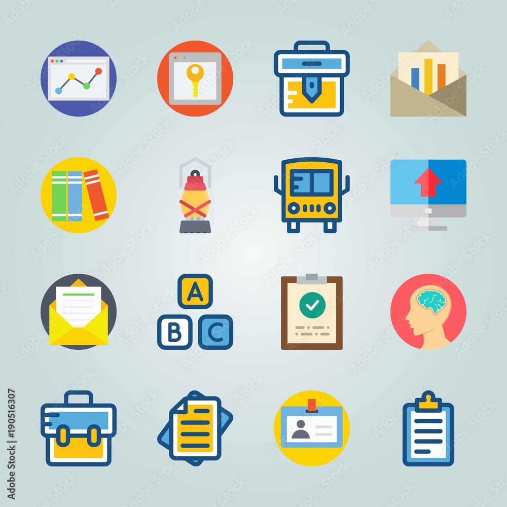 Icon set about Education And School. with page, file and computer