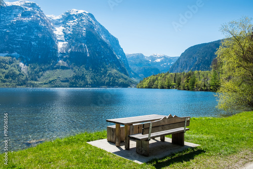 empty bench,lakeside
