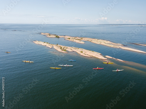 Aerial view of a sea Kayaking trip on the Great Lakes